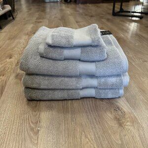 5 Pc Ralph Lauren Wescott Cape Gray Towel Set 3 Bath Towels, 1 Hand, 1 Washcloth